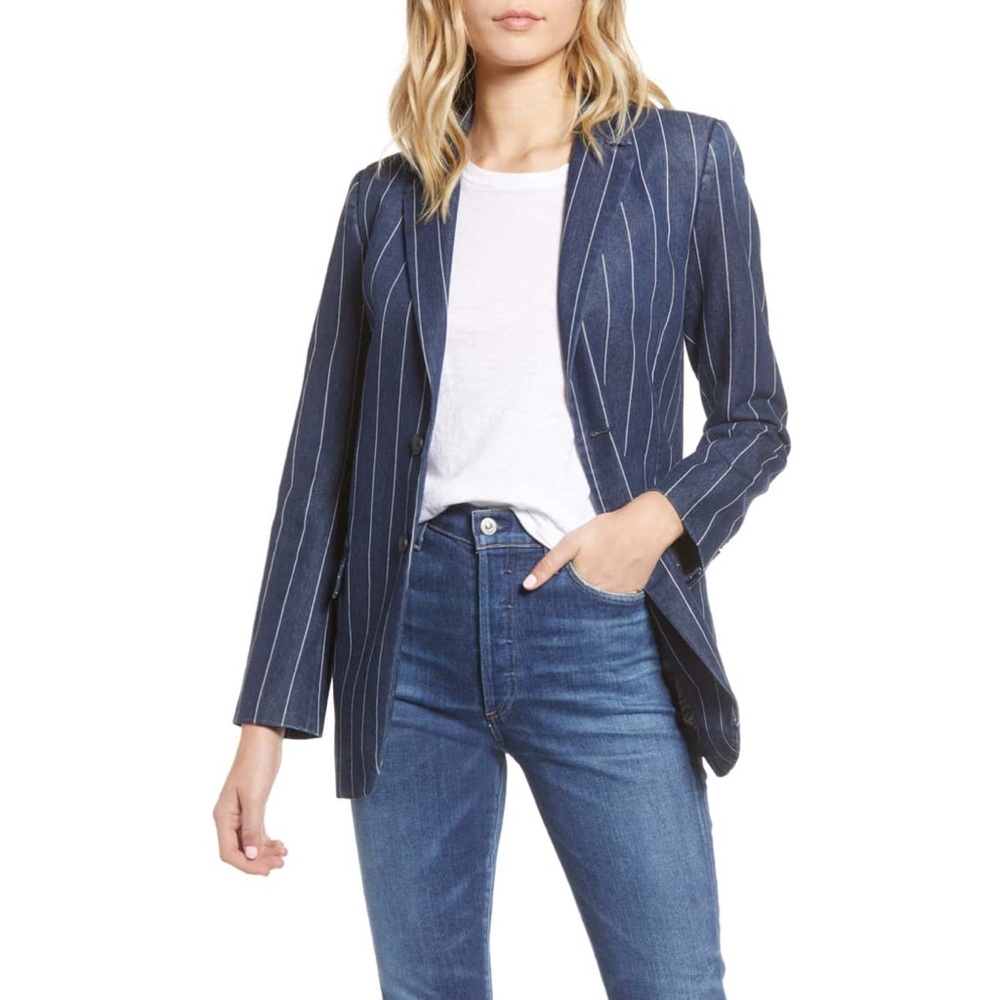 Current/Elliott The Calla Blazer Pinstripe Denim